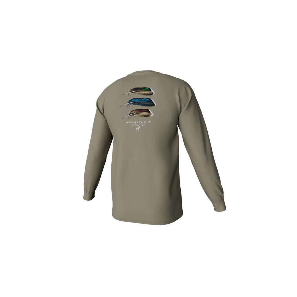 Youth Duck Feather Trio Long Sleeve Pocket Tee - Laurel Oak