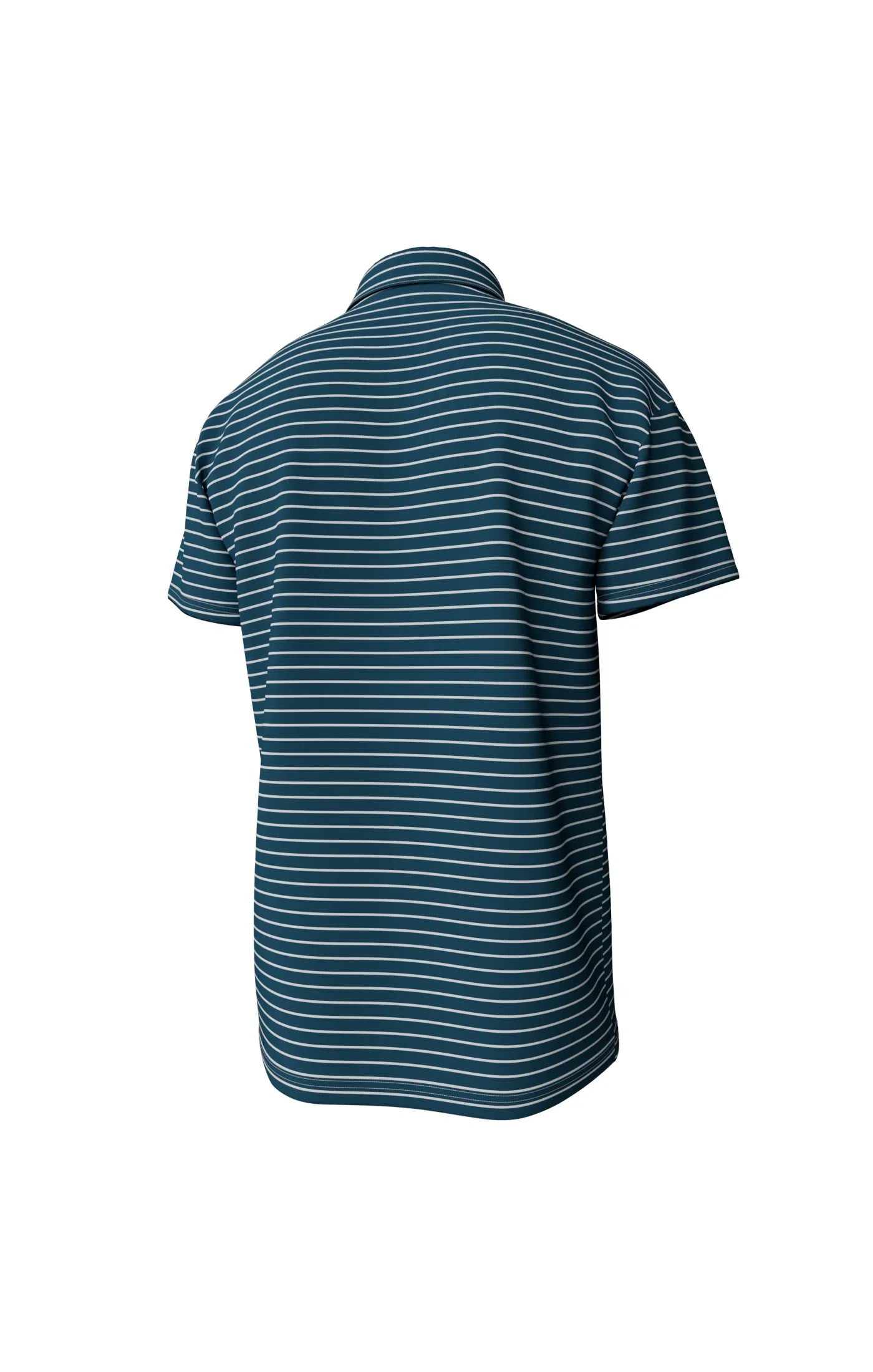 Horizon Stripe Performance Polo - Mallard Blue/White