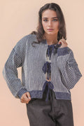 Front Two Tie Cardigan - Navy