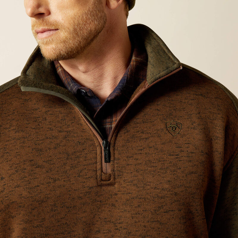 Caldwell Logo 1/4 Zip Sweater - Carafe/Earth Green