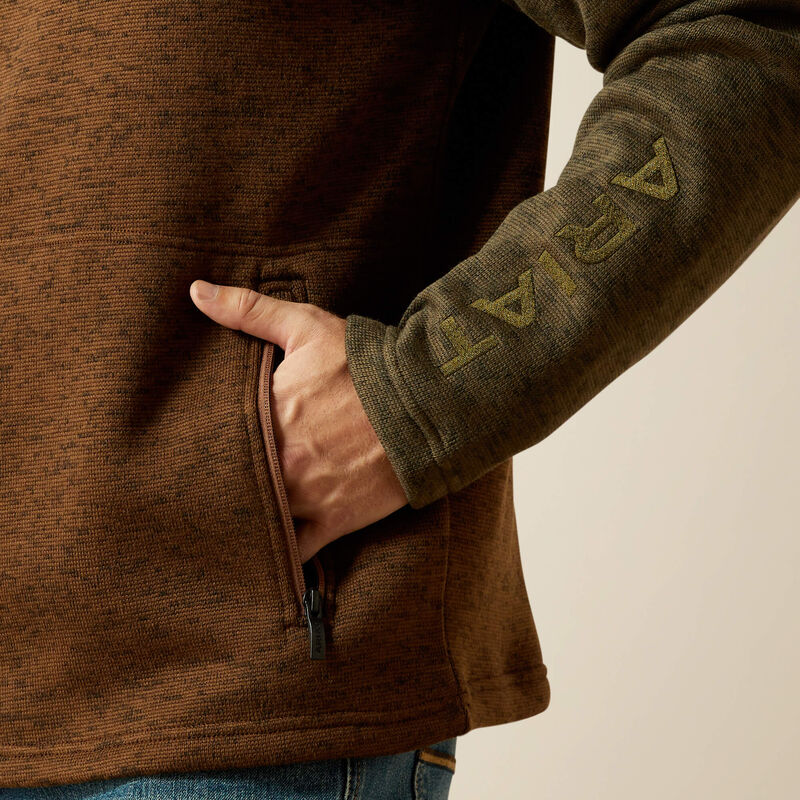 Caldwell Logo 1/4 Zip Sweater - Carafe/Earth Green