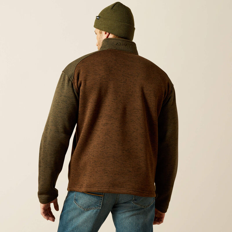 Caldwell Logo 1/4 Zip Sweater - Carafe/Earth Green