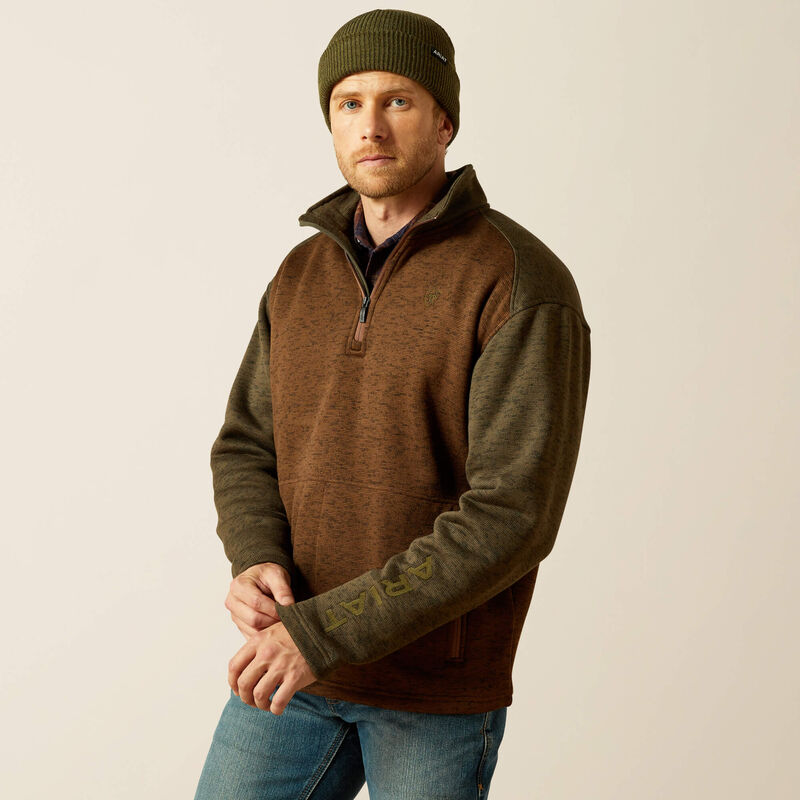 Caldwell Logo 1/4 Zip Sweater - Carafe/Earth Green