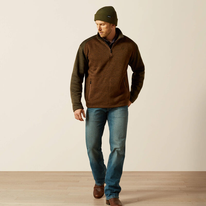Caldwell Logo 1/4 Zip Sweater - Carafe/Earth Green