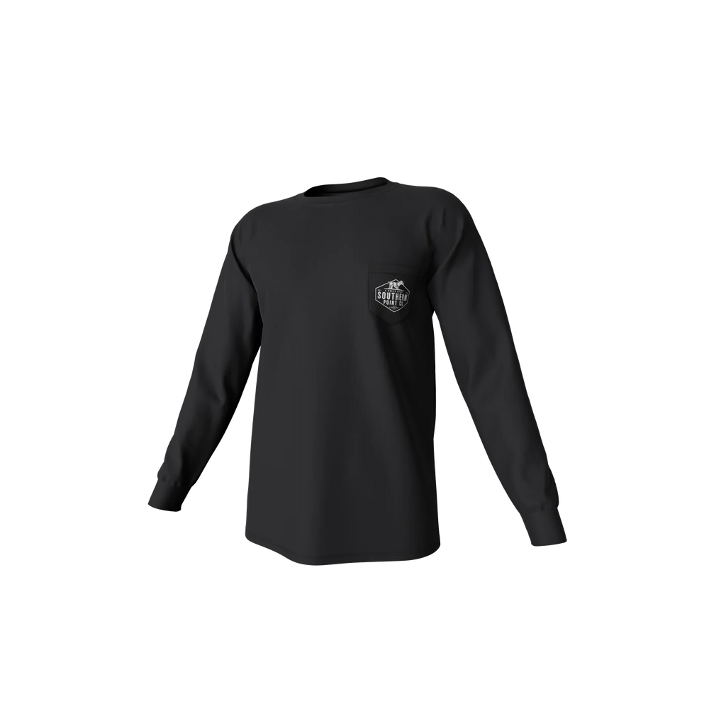 Down South Long Sleeve Pocket Tee - Black