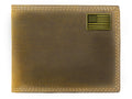 VINTAGE TAN PASSCASE WALLET - BRASS USA FLAG