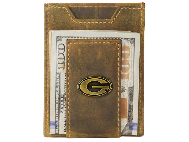 VINTAGE TAN FRONT POCKET WALLET - BRASS GEORGIA