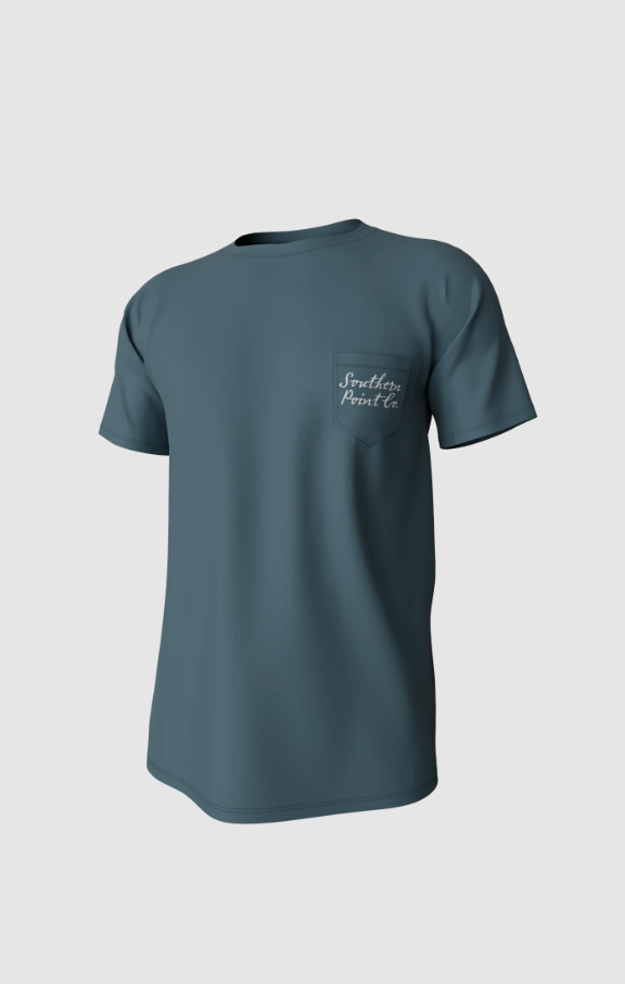 Cupped Ducks Short Sleeve Pocket Tee - Mallard Blue