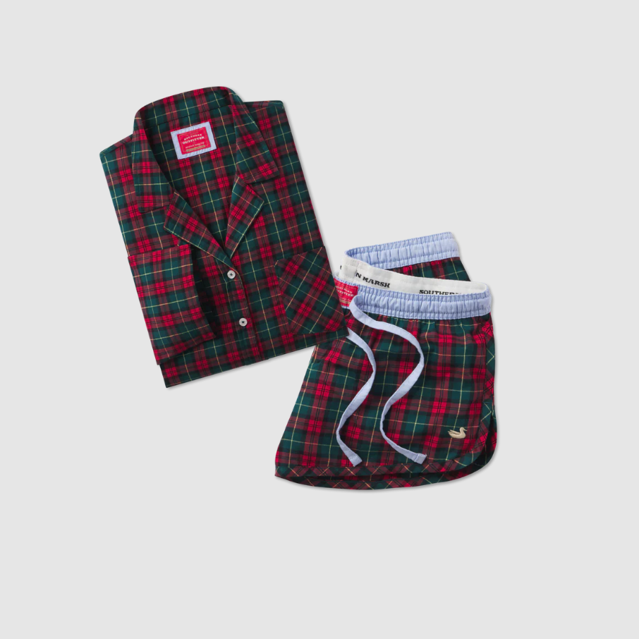 Youth Chandler Tartan Lounge Short - Red & Green Plaid