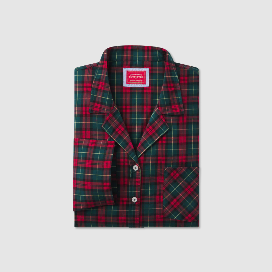 Youth Savannah Tartan Lounge Top - Red & Green Plaid