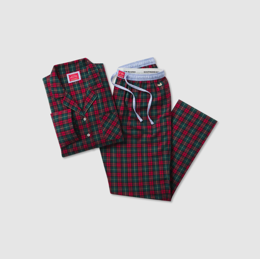 Youth Savannah Tartan Lounge Top - Red & Green Plaid