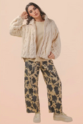Cable Pattern Full Zip Jacket - Ecru