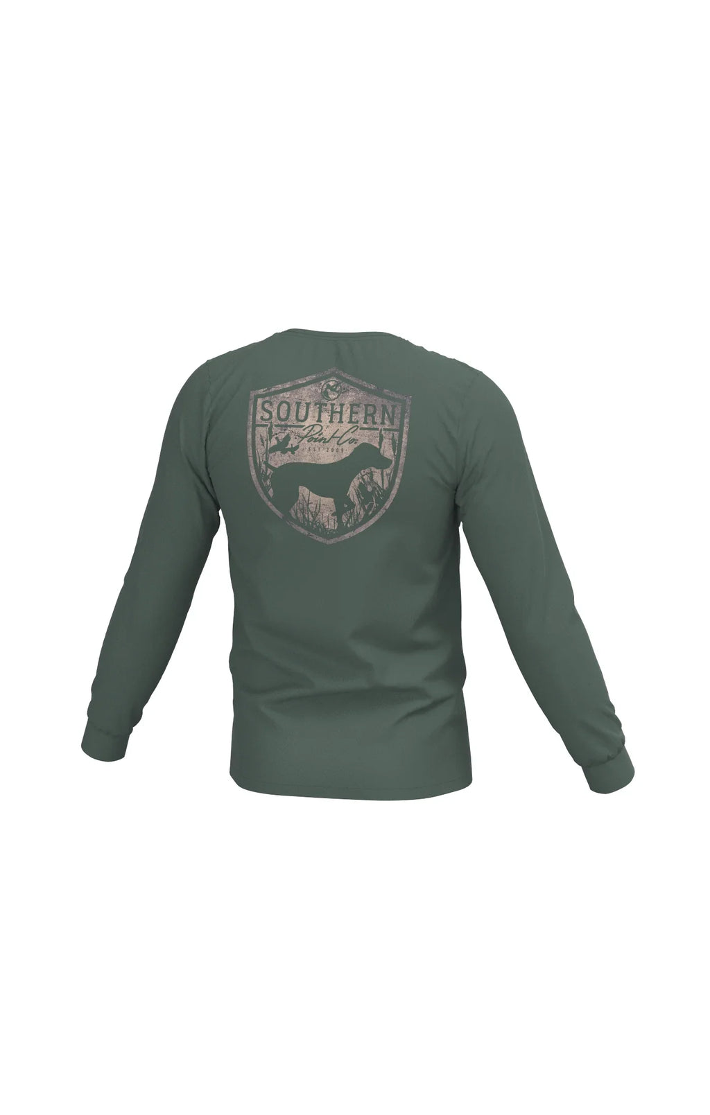 Youth Silhouette Shield Long Sleeve Pocket Tee - Duck Green