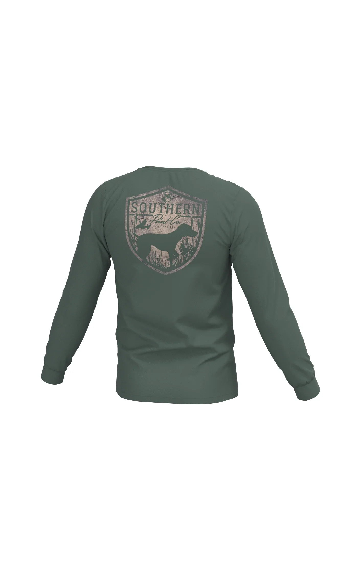 Youth Silhouette Shield Long Sleeve Pocket Tee - Duck Green