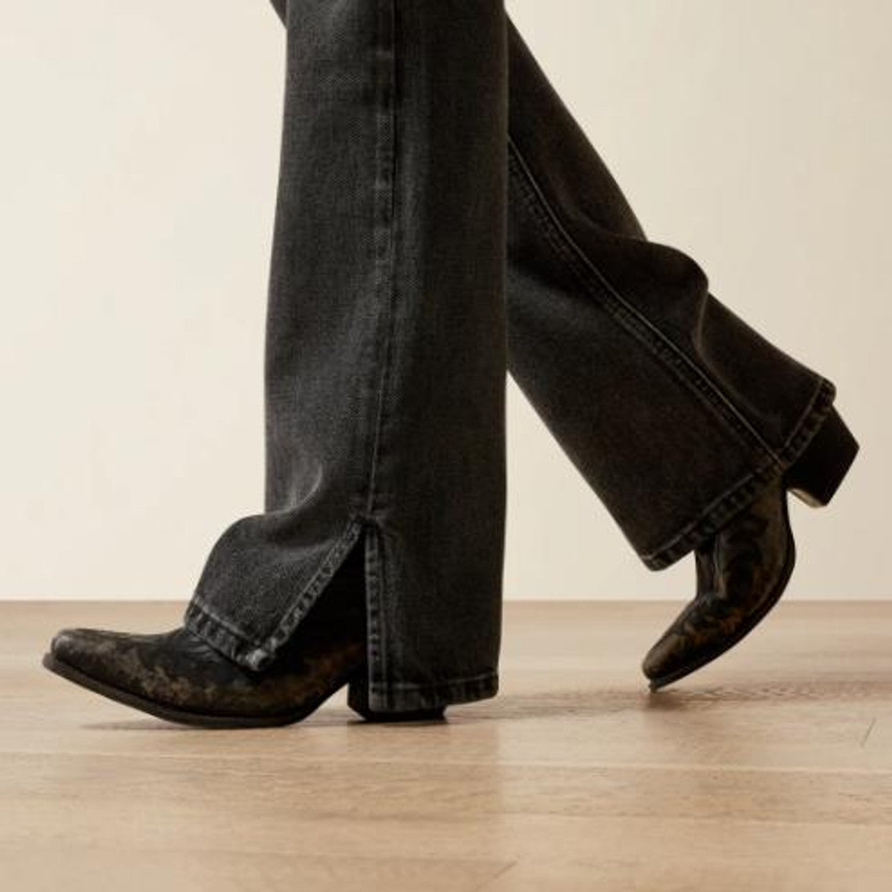 Ariat® Ladies' Faded Black UHR Cheyenne Yoke Tomboy Boot Cut Jeans