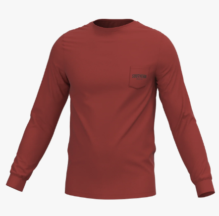 Greyton Badge Long Sleeve Pocket Tee - Chili Oil